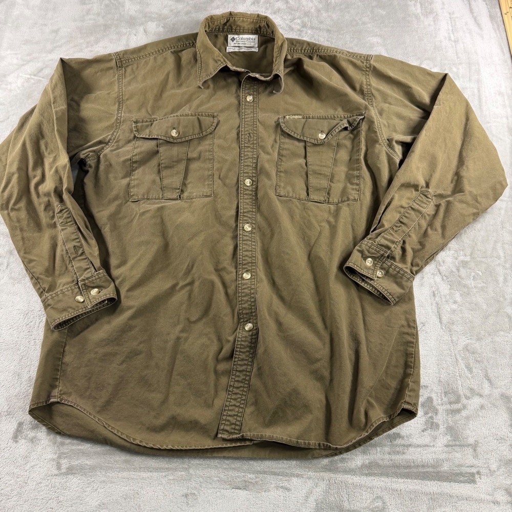 Columbia Sportswear Mens Long Sleeve Cotton Canvas Utility Shirt Green 0210